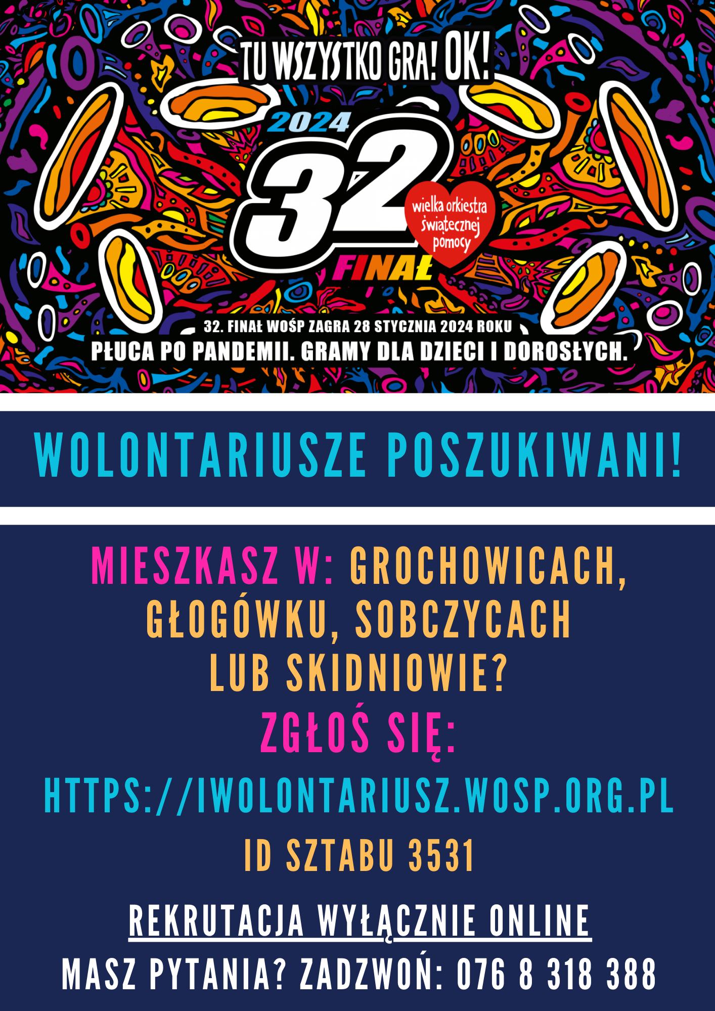 plakat wośp poszukiwani wolontariusze