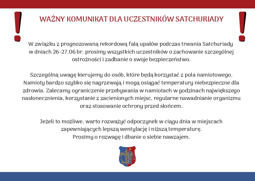 WAŻNY KOMUNIKAT DLA UCZESTNIÓW STACHURIADY