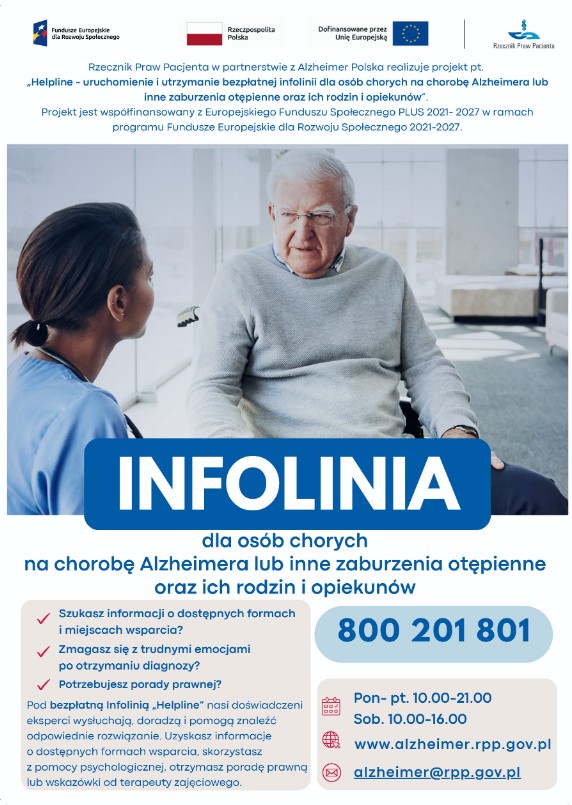 Infolinia ,,Helpline” dla osób chorych na chorobę Alzheimera 