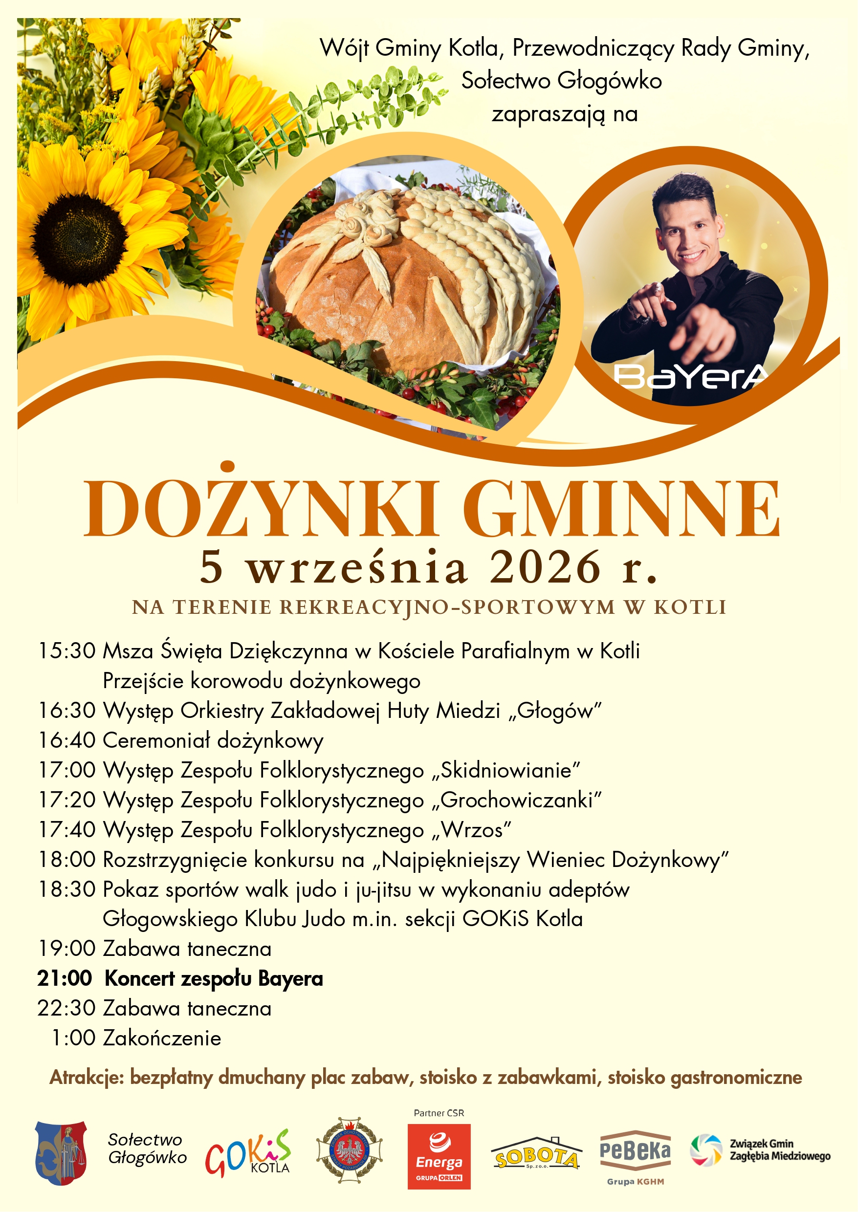 TEGOROCZNE DOŻYNKI GMINNE JUŻ 5 WRZEŚNIA!
